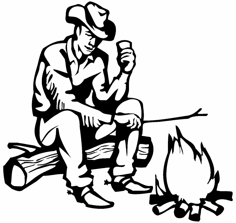 Free coloring page may cowboy by fire
