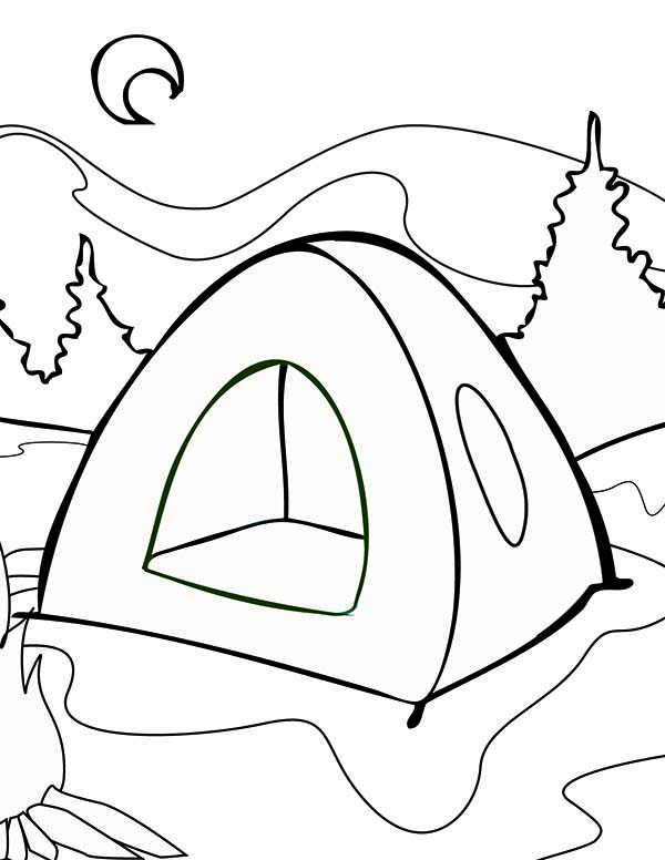 Summer tent on summer camp coloring page