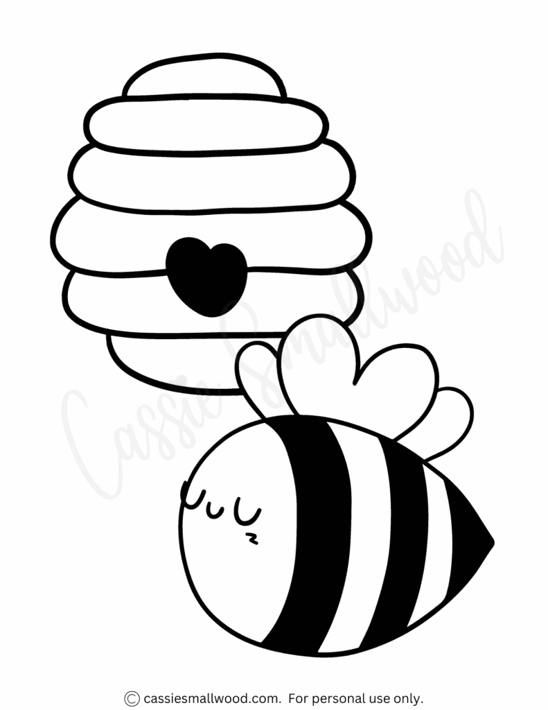 Cute bee coloring pages free printable