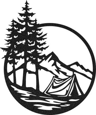 Camping mountain tree scene