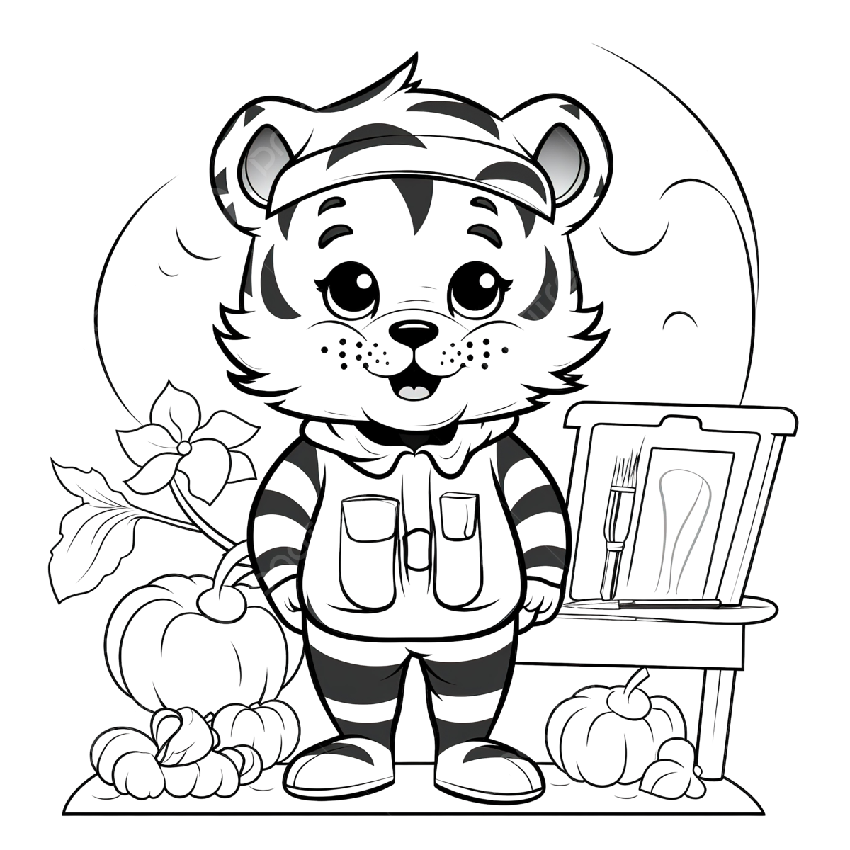 Copy the picture kids game and coloring page with a cute tiger using halloween costume tracing worksheet coloring png transparent image and clipart for free download