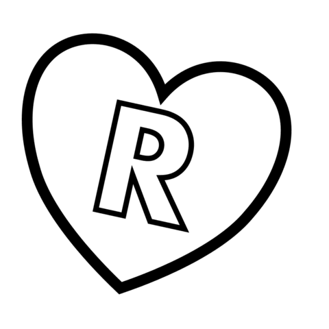 Letter r in heart coloring page free printable coloring pages