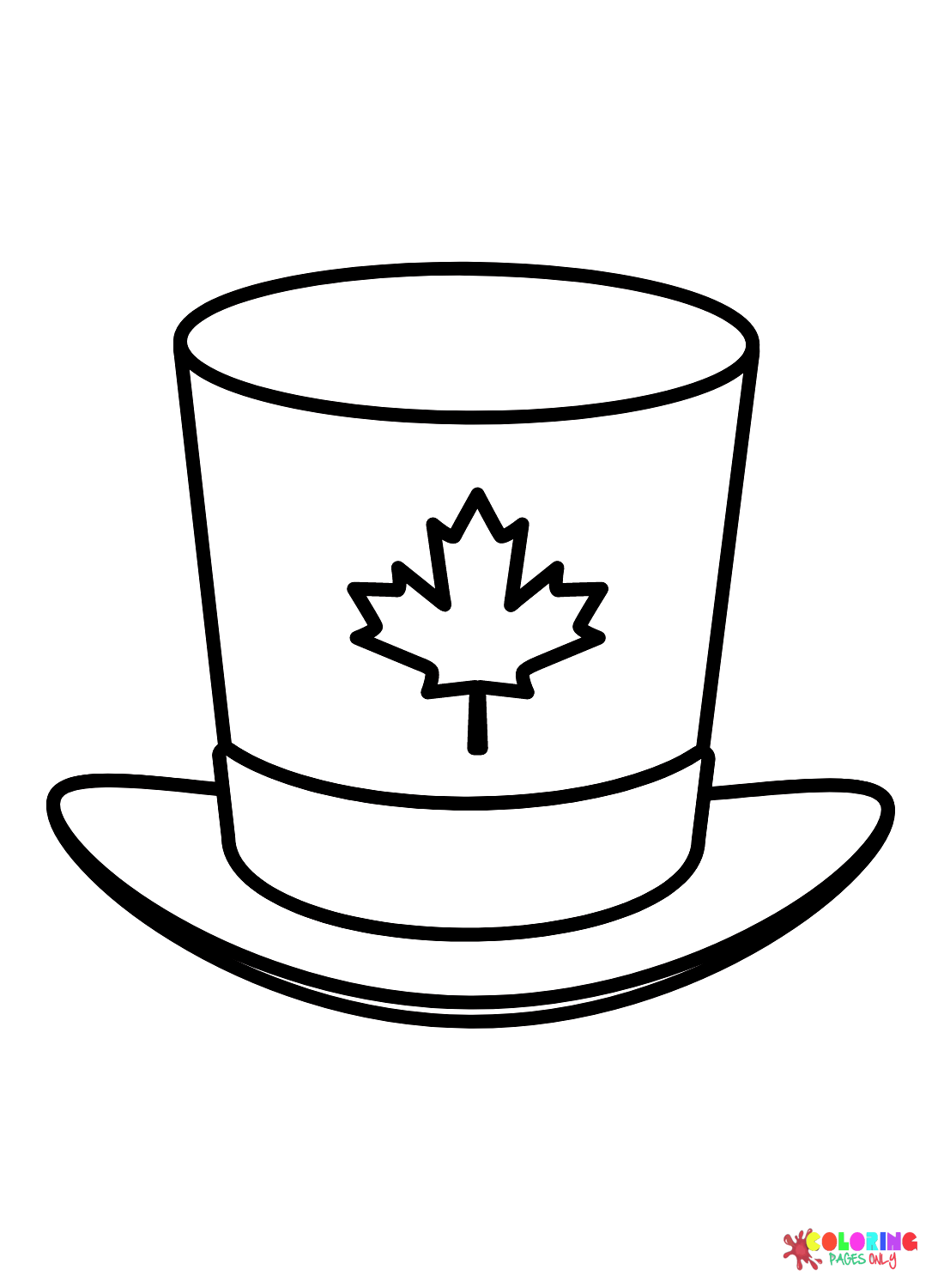 Top hat in canada day coloring page