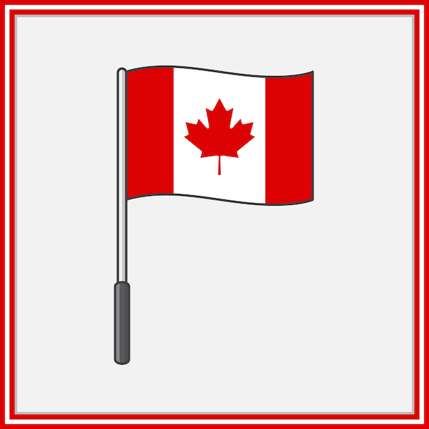 Premium vector canada flag cartoon vector illustration flag of canada flat icon outline