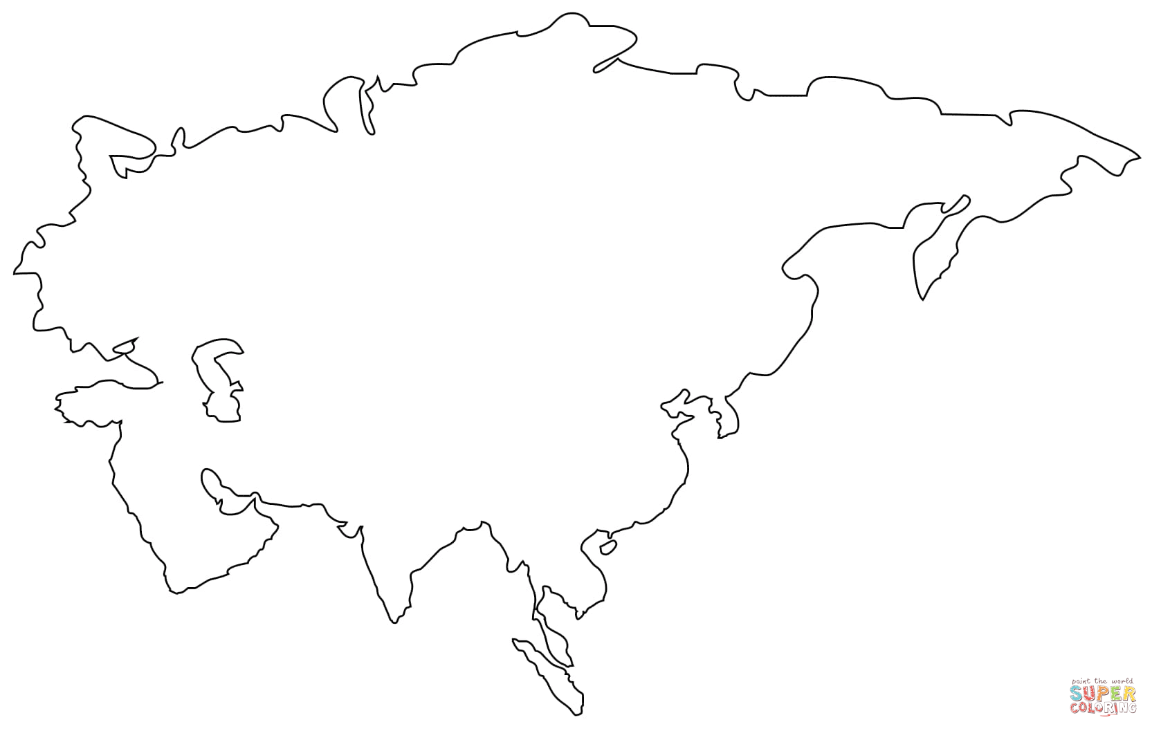 Outline map of asia coloring page free printable coloring pages