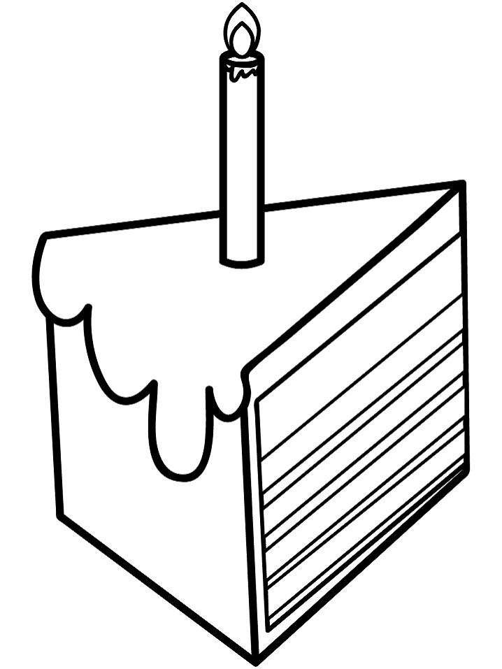 Piece of cake with candle coloring page