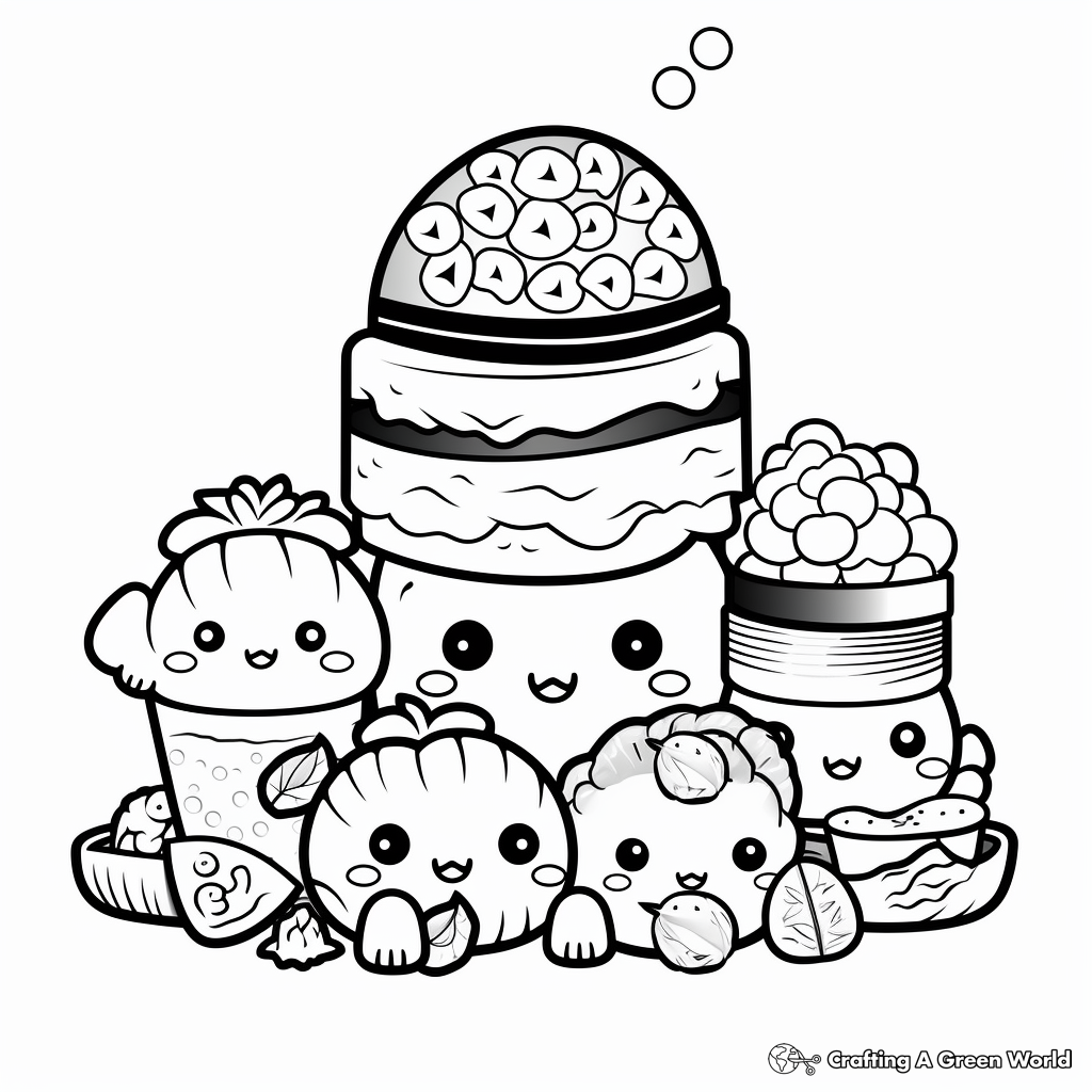 Food kawaii coloring pages