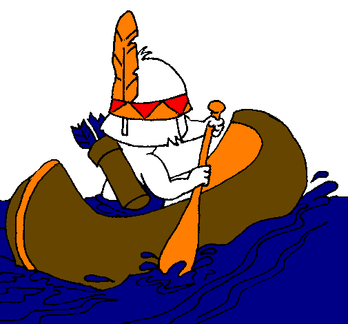 Paint and color drawings of canoes by the users of