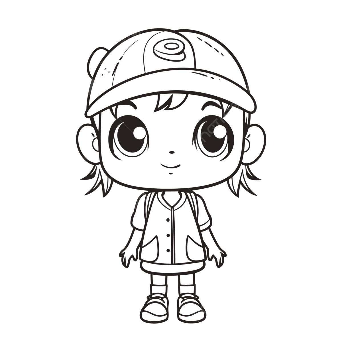 Girl wearing a baseball cap coloring page outline sketch drawing vector baseball drawing wing drawing girl drawing png and vector with transparent background for free download