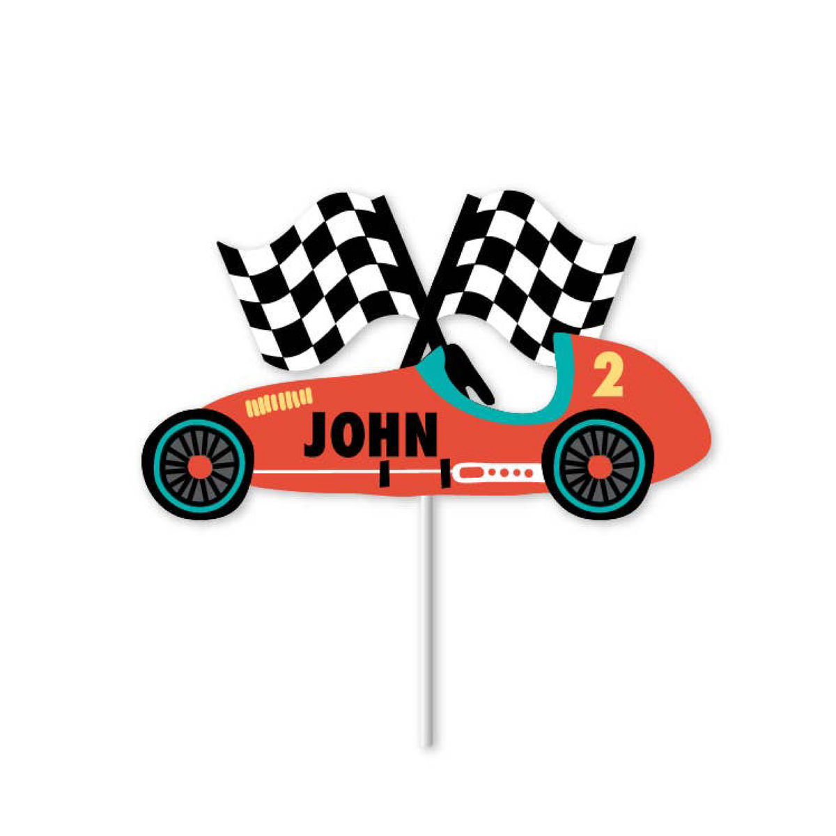 Personalized vintage race car cake topper the party darling