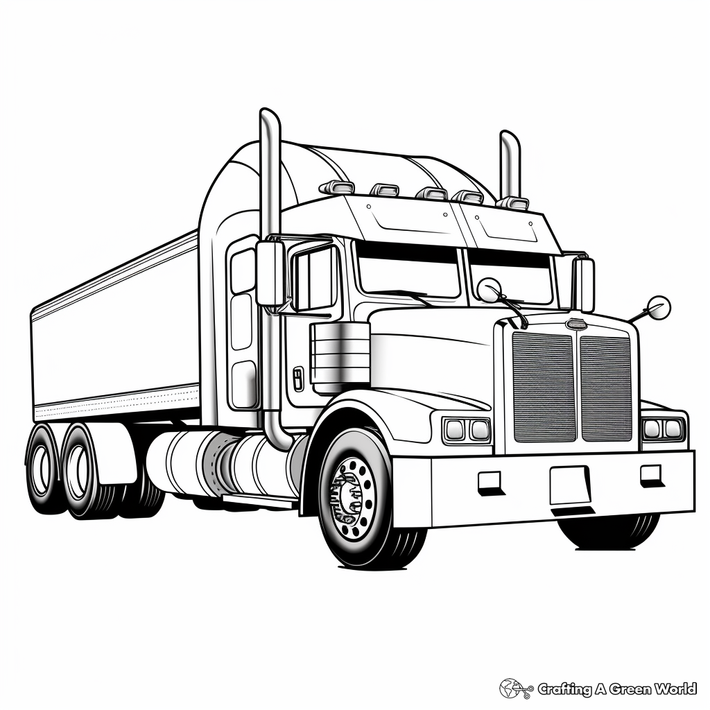Semi truck trailer coloring pages