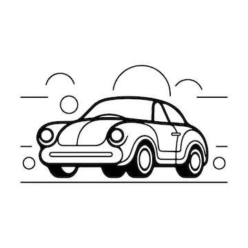 Premium vector sketch hand drawn single line art coloring page car