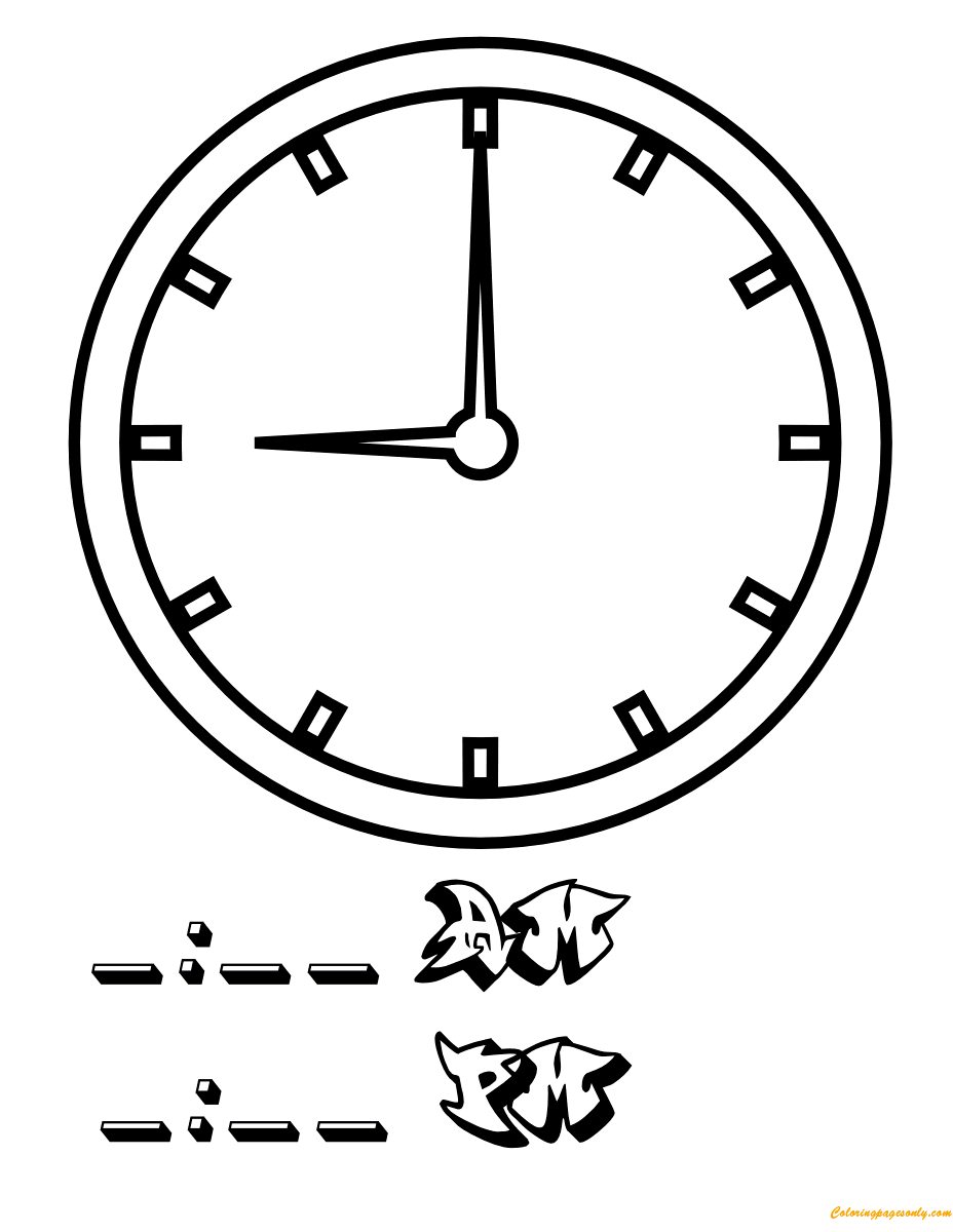 Nine oclock coloring page