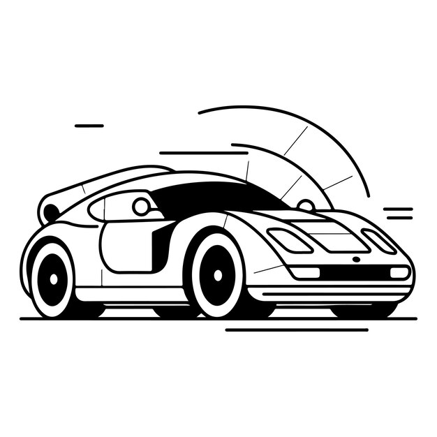 Premium vector sketch hand drawn single line art coloring page car