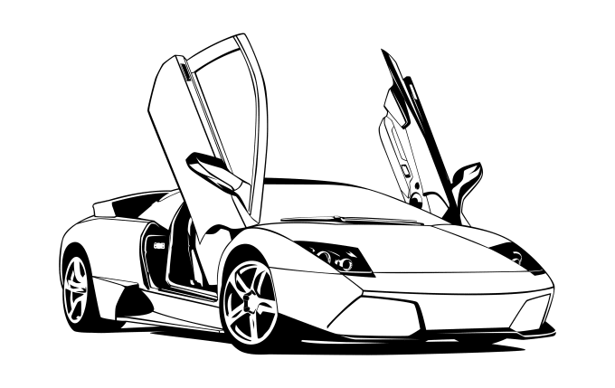 Erickdsgn i will draw your r or vehicle into vector line art for on fiverrcom race r coloring pages black and white drawing line art
