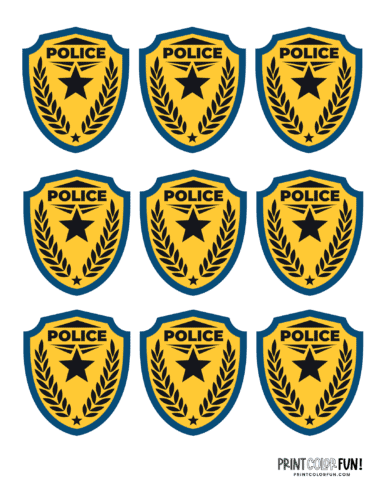 These cool sheriff police badge clipart and coloring pages make playtime learning fun at