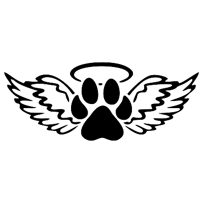 Dog paw angel wings decal animal memorial car laptop window sticker variation