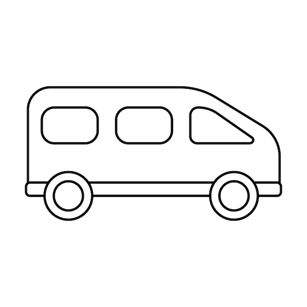 Premium vector van outline illustration on white background doodle