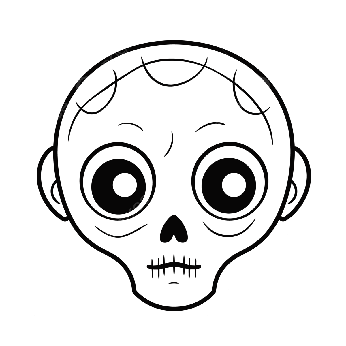 Dibujo de calavera imprimible para colorear pãgina con ojos y boca orejas boceto vector png dibujos dibujo de calavera dibujo de ala dibujo de ojos png y vector para dcargar gratis
