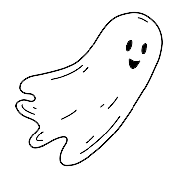 Desenho de silhueta de fantasma de halloween desenhado ã mão doodle arte de linha de ilustraãão vetorial para impressão de ãcone de web design para colorir vetor premium