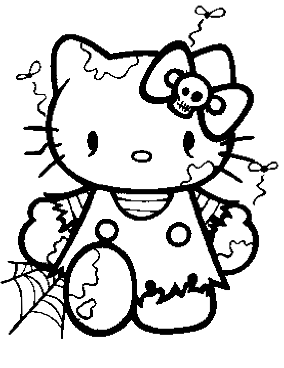 Dibujo de hello kitty lista para halloween para colorear
