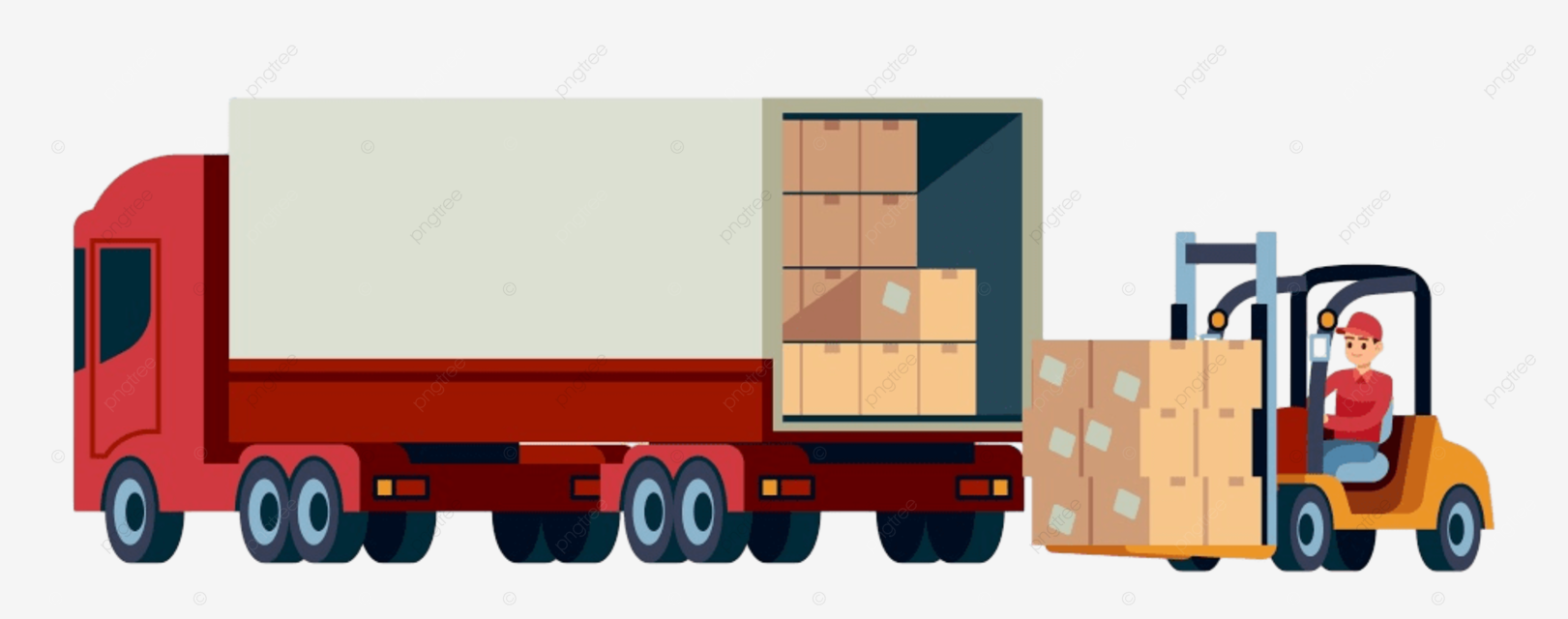 Unloading truck vector design images loader unloads cargo from truck truck style storehouse png image for free download