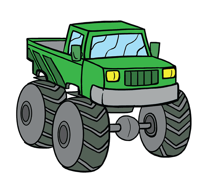 How to draw a monster truck in a few easy steps easy drawing guides