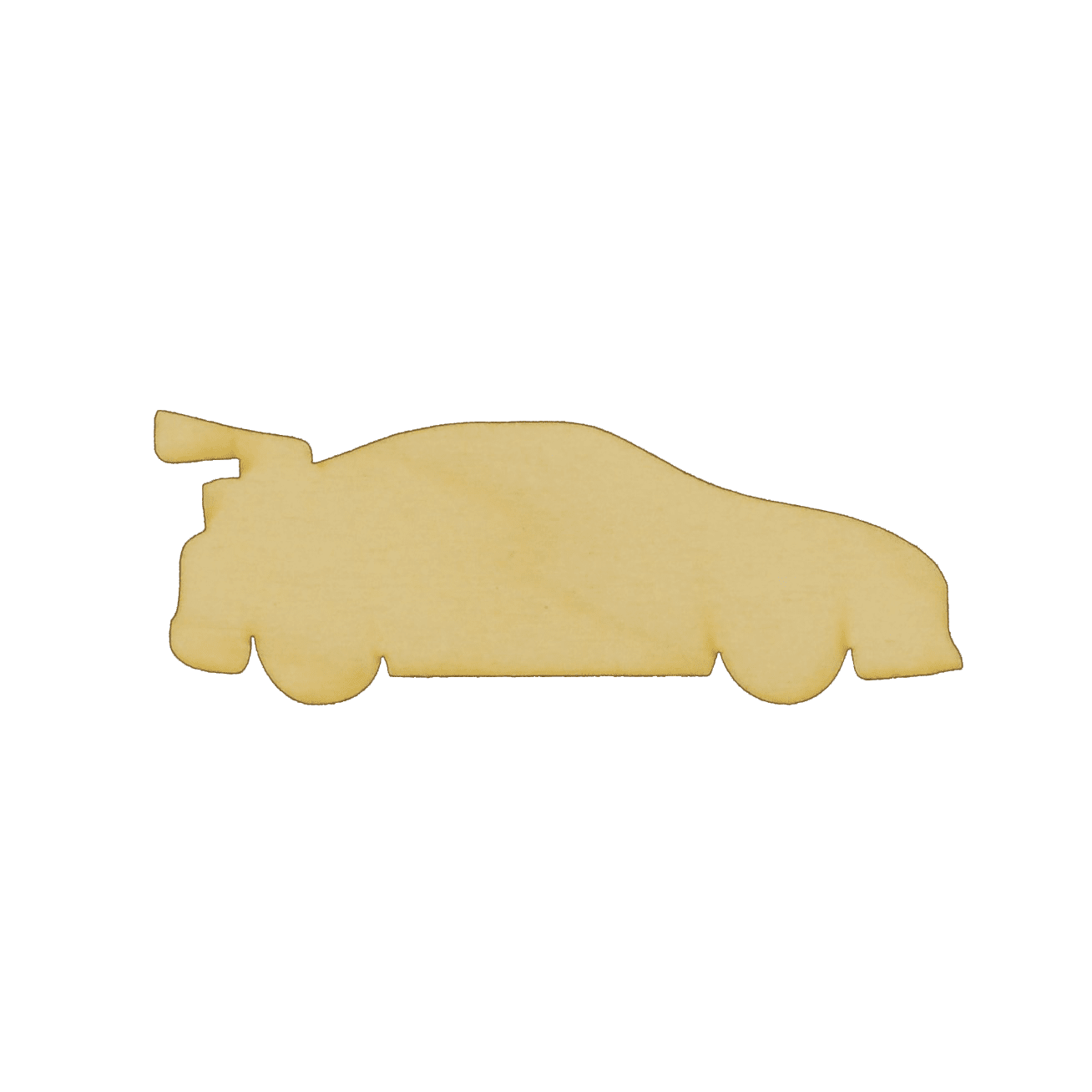 Unfinished race car wood cutout â thickness small x package of