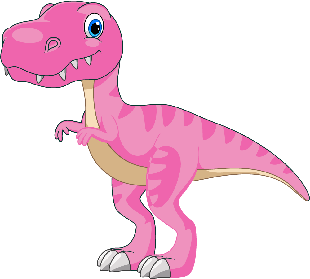 Funny pink dinosaur standing on legs kids sticker