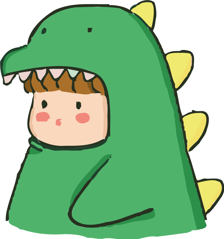 Human in dinosaur costume cute dragon sticker