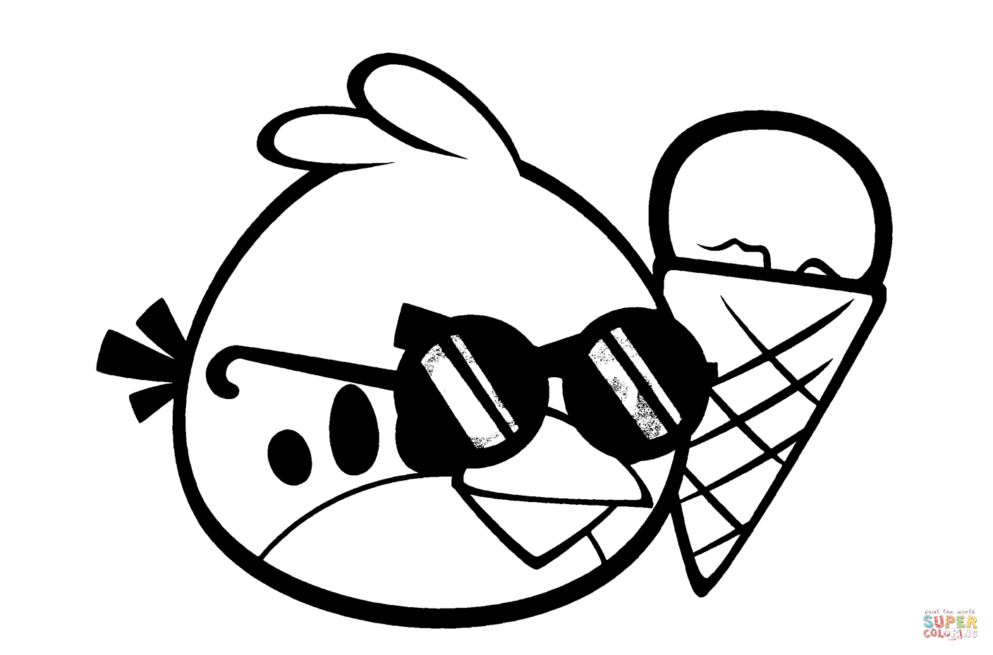 Red bird with ice cream coloring page free printable coloring pages