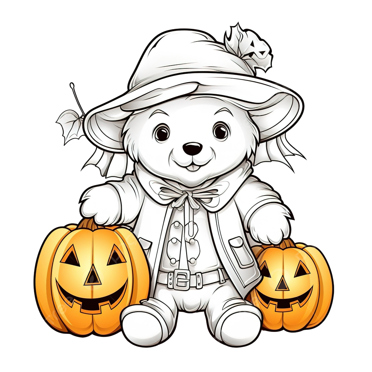 Coloring book with a cute polar bear using costume scarecrow and pumpkin halloween coloring polar bear bear png transparent image and clipart for free download