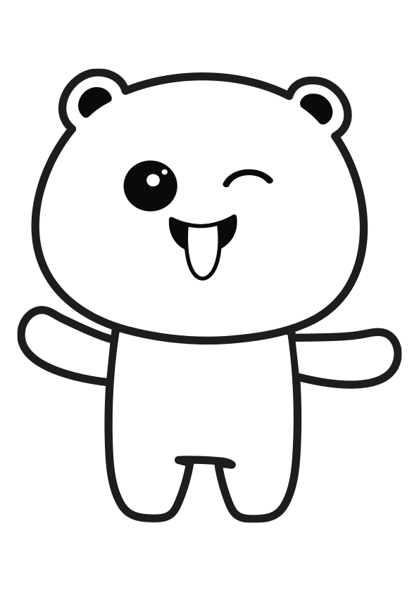 Dibujo kawaii para colorear un osito burlãn kawaii mocking bear coloring page