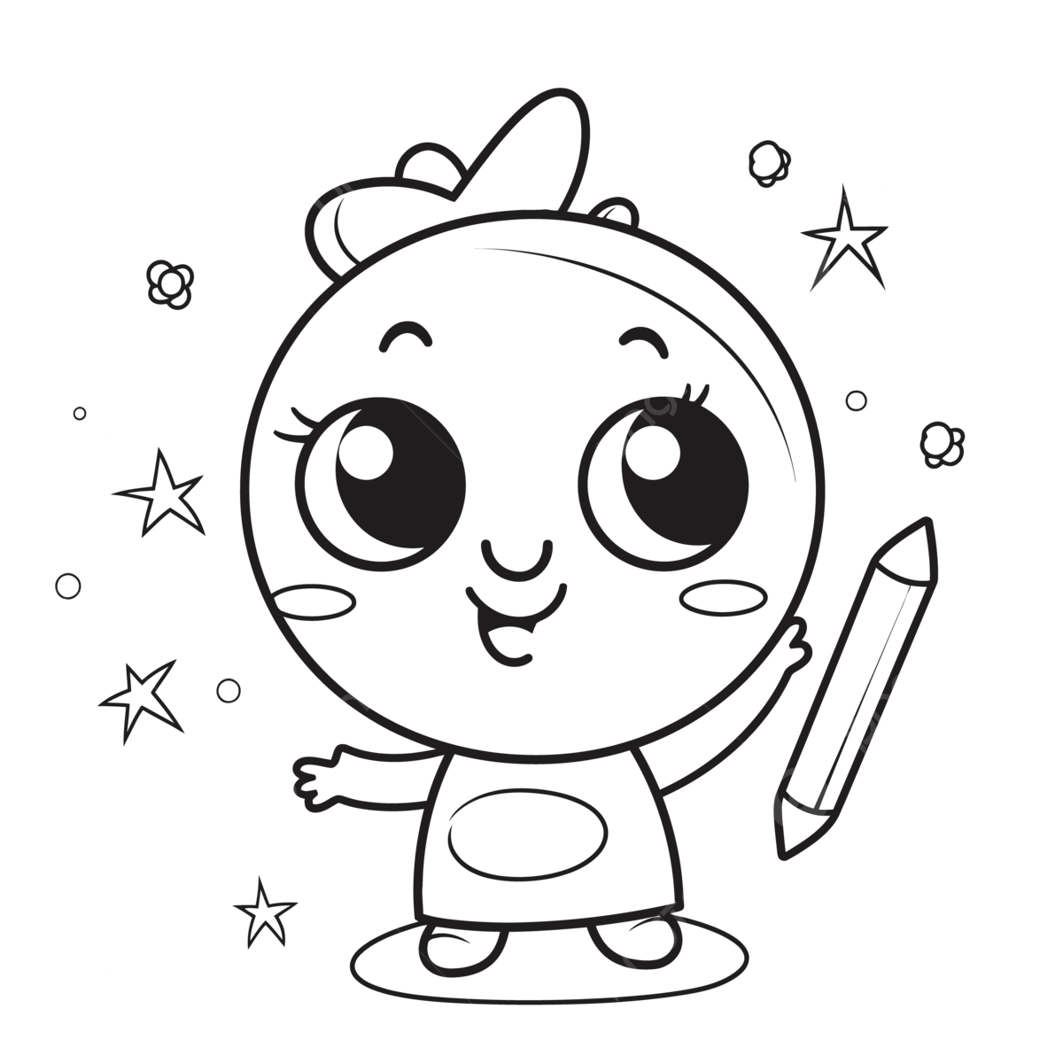 Caricatura niãa tenencia un lãpiz colorido pãgina contorno bosquejo dibujo vector png dibujo facil de objetos quema de objeto fãcil bosquejo fãcil del objeto png y vector para dcargar gratis