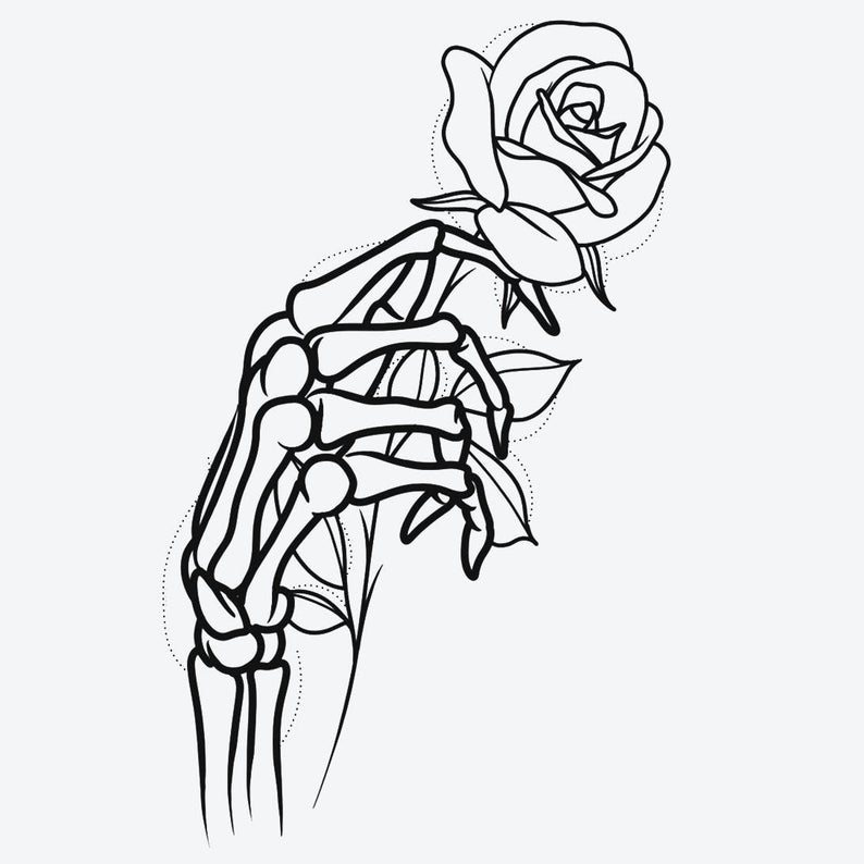 Skeleton hand rose temporary tattoo fake tattoos