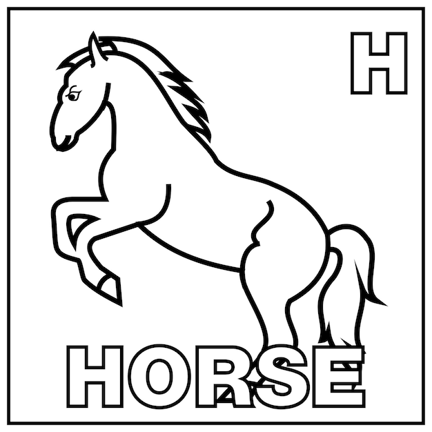 Page horse raising front feet inside circle outline images