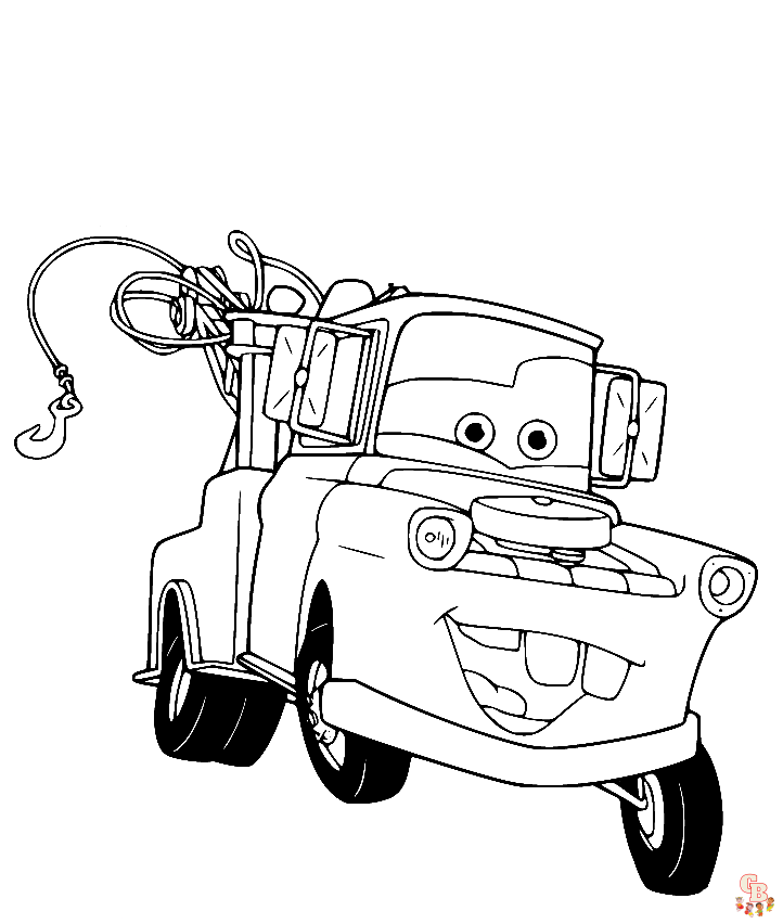 Find the cute tow mater coloring pages online