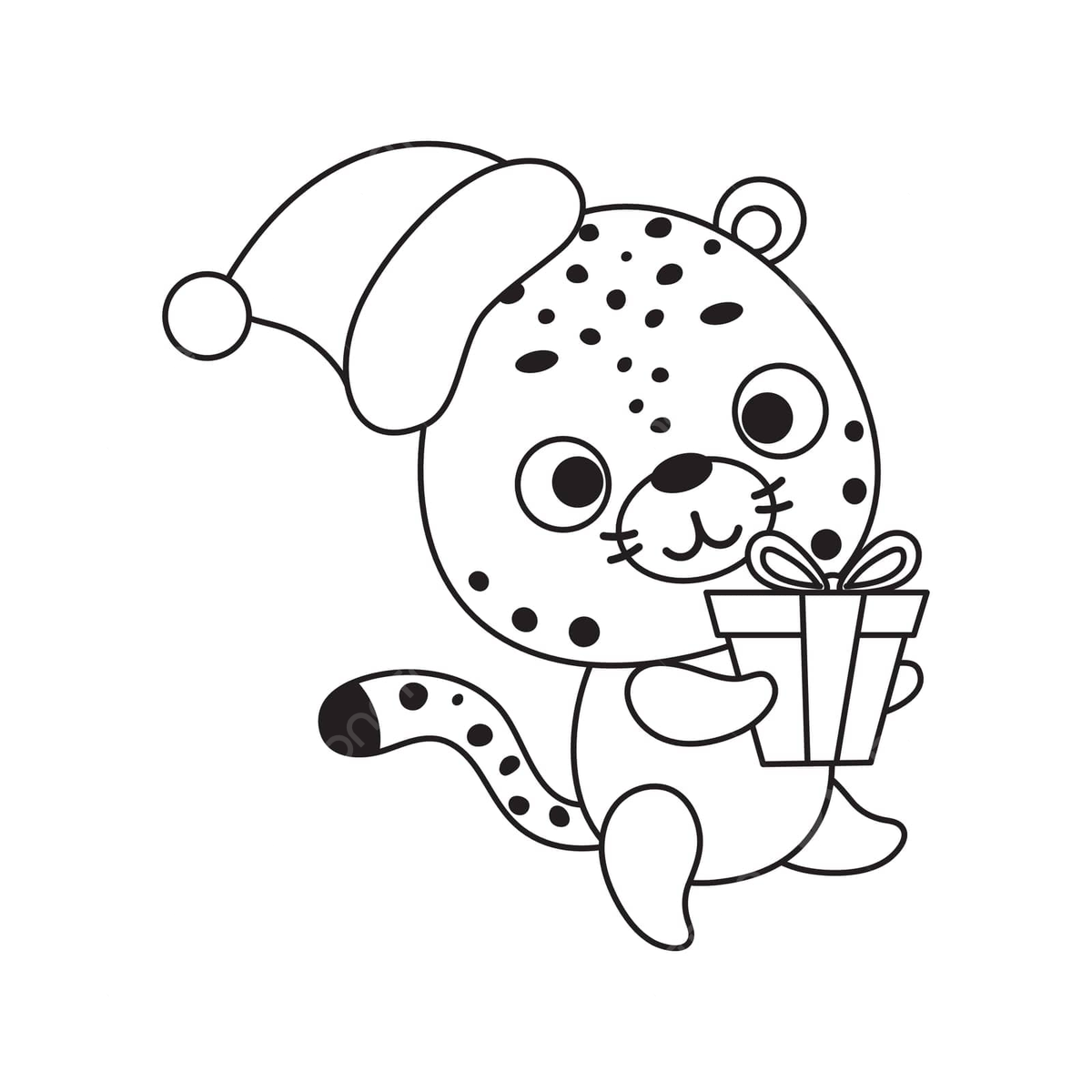 Dibujo de pãgina para colorear lindo pequeão guepardo lleva caja regalo libro niãos actividad educativa en