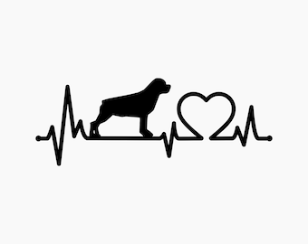 Perro rottweiler heartbeat svg png eps dxf cortar archivos