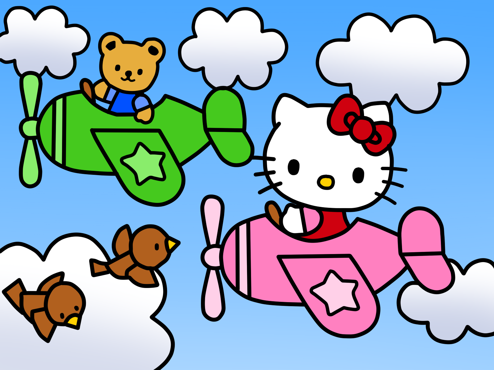 Hello kitty on a airplane coloring book by kittykun on