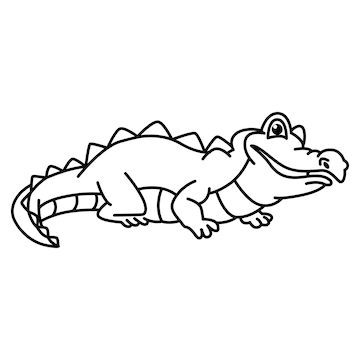 Premium vector cute crocodile cartoon characters vector illustration for kids coloring book