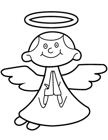 Cute cartoon angel coloring page free printable coloring pages