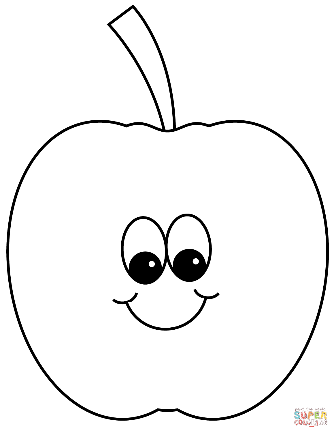 Smiling apple coloring page free printable coloring pages