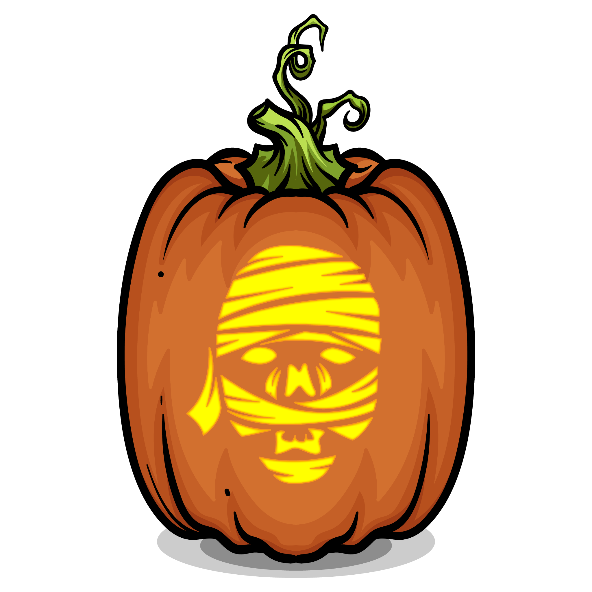 Mummy face pumpkin carving stencil