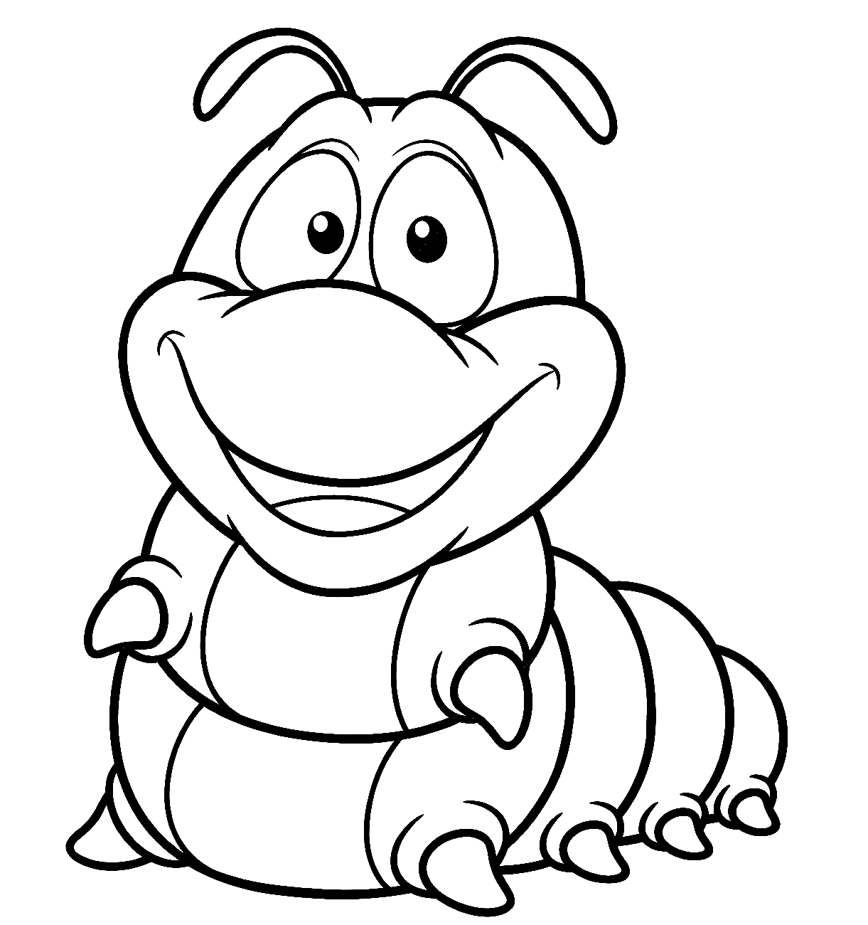 Happy caterpillar coloring page