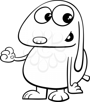 Black and white cartoon illustration of funny dog animal character coloring book