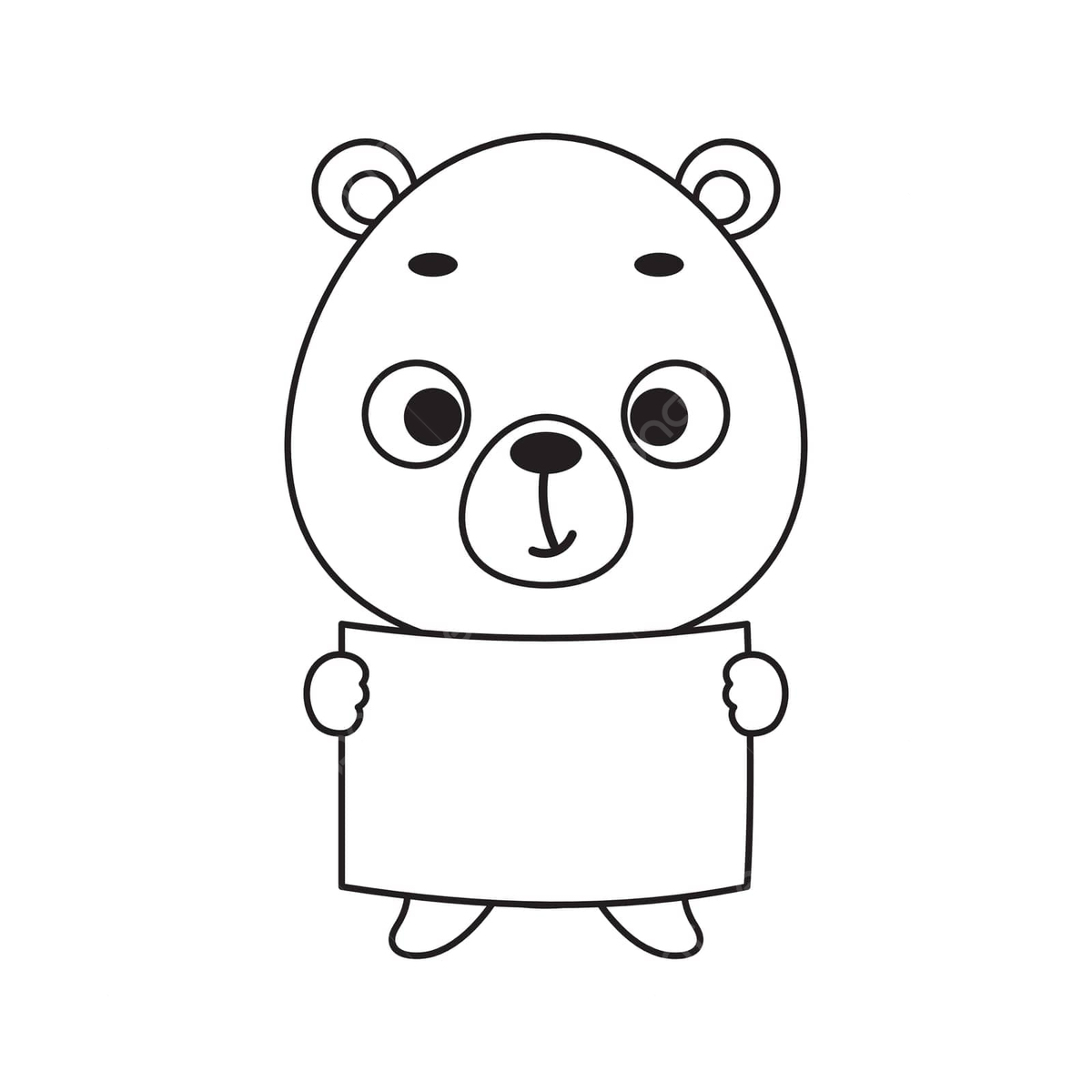 Cute bear coloring page for kids with educational focus vector character print challenge png and vector with transparent background for free download