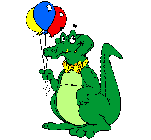 Colored page crocodile with balloons painted by al