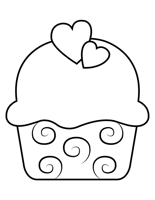 Printable heart cupcake coloring page cupcake coloring pages birthday coloring pages valentine coloring pages