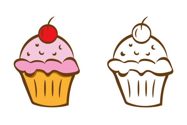 Cupcake clipart coloring page free stock photo